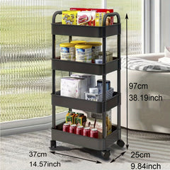 4 Layer Roller Cart Detachable Storage Cart For Office