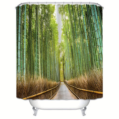 Bamboo Forest Pattern Shower Curtain Waterproof Mildew Proof Bathroom Decor