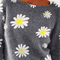  Floral Embroidery Casual Sweater