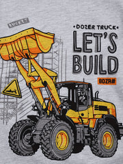 Excavator Pattern Kid's Pajamas 2pcs Long Sleeve Top & Pants Set