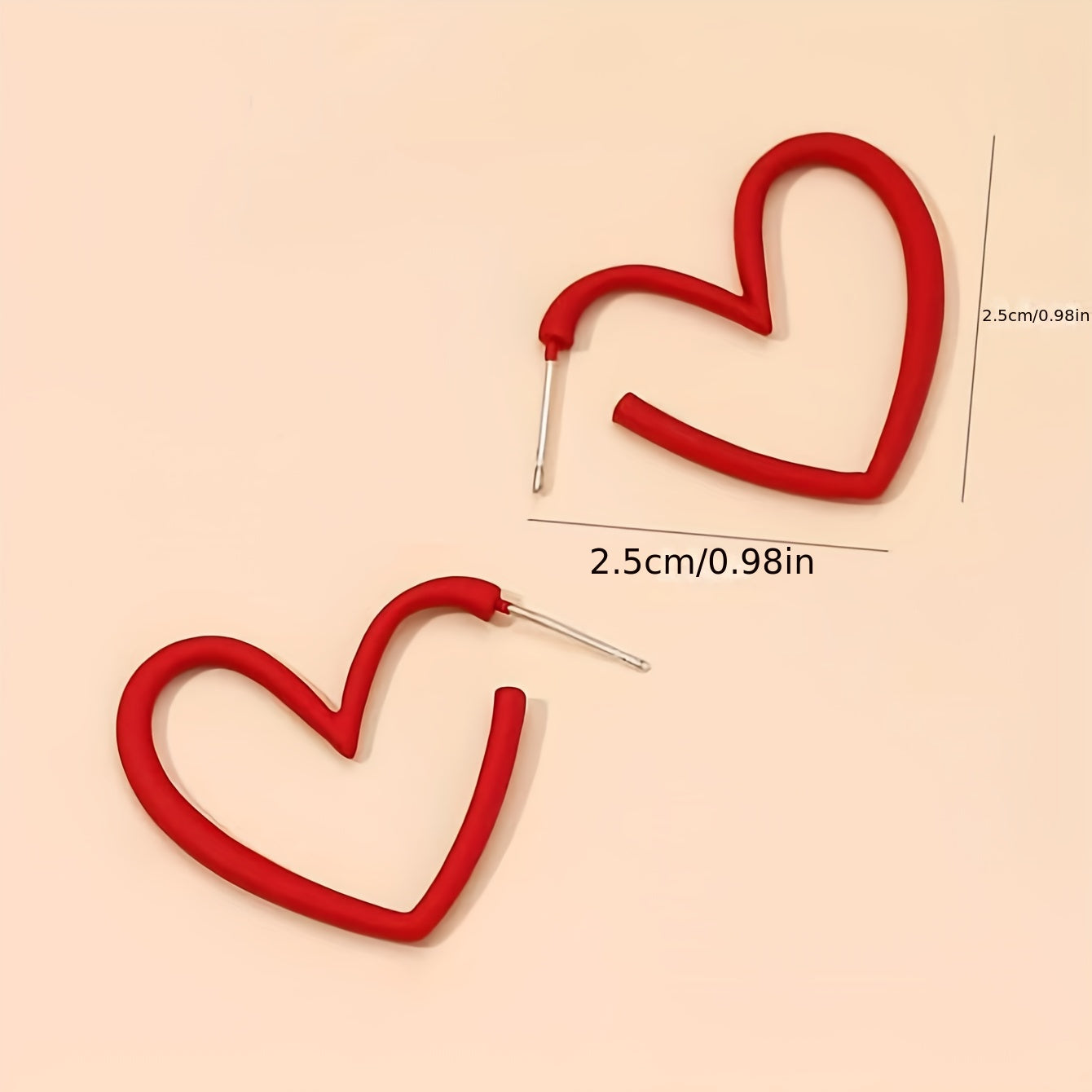 Red Heart Hoop Earrings Retro Style