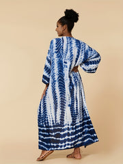 Tie Dye Cover Up Shirt V Neck Loose Fit Kimono Beachwear Boho Style Women's Swim