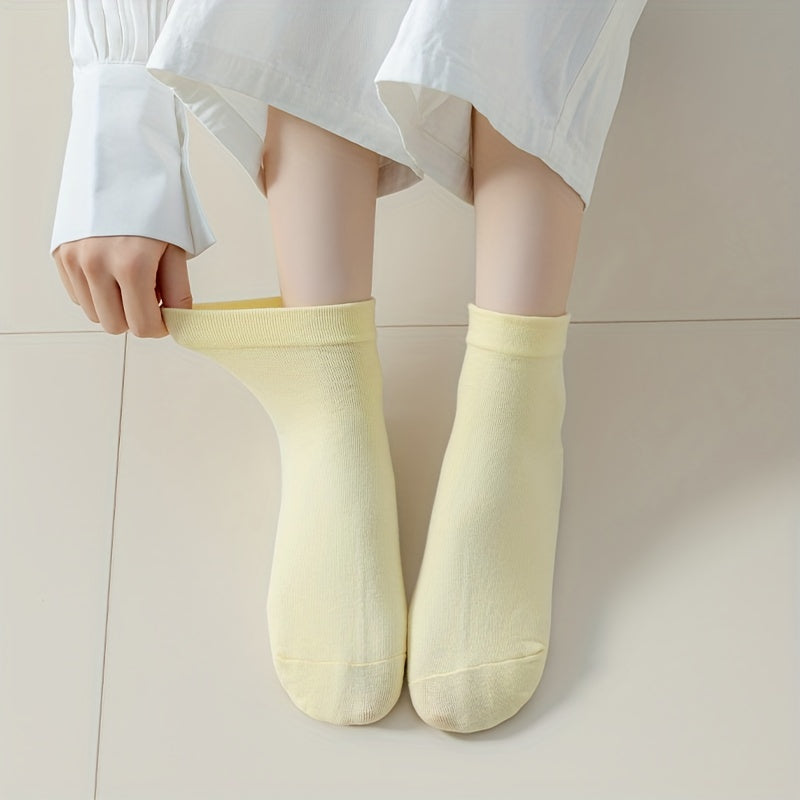5 Pairs Solid Socks Comfy & Breathable Women's Stockings