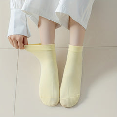 5 Pairs Solid Socks Comfy & Breathable Women's Stockings