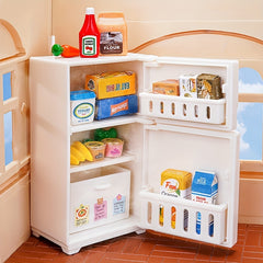 17pcs Mini Refrigerator Toys for Kids Dollhouse Kitchen Play