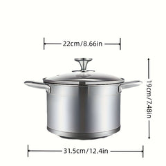 8.66'' Stainless Steel Saucepan 5L With Glass Cover