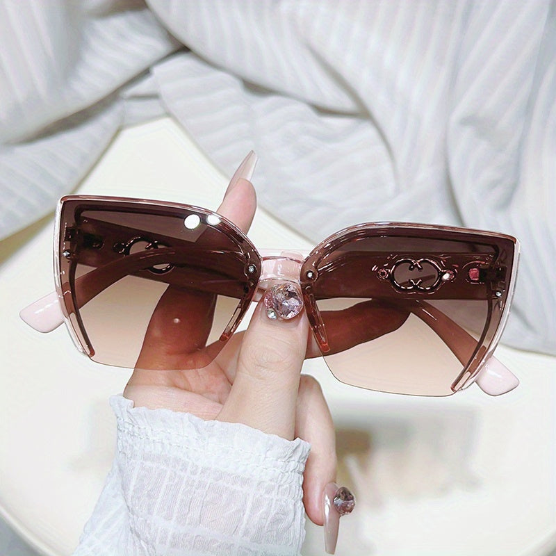 Cat Eye Sunglasses For Women Men Semi Rimless UV400 Sun Shades Glasses
