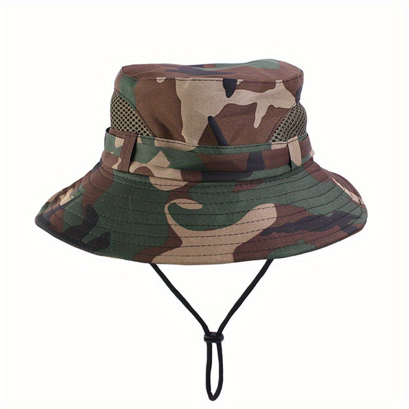 Kids Camo Sunshade Bucket Hat for Outdoor Hiking