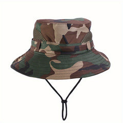 Kids Camo Sunshade Bucket Hat for Outdoor Hiking