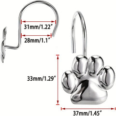 12pcs Paw Print Shower Curtain Hooks - Rust Proof and Fashionable