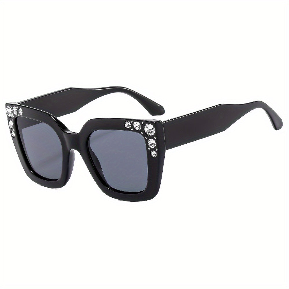 Men's Large Frame Diamond Studded Square Sunglasses Stylish Cat Eye Design