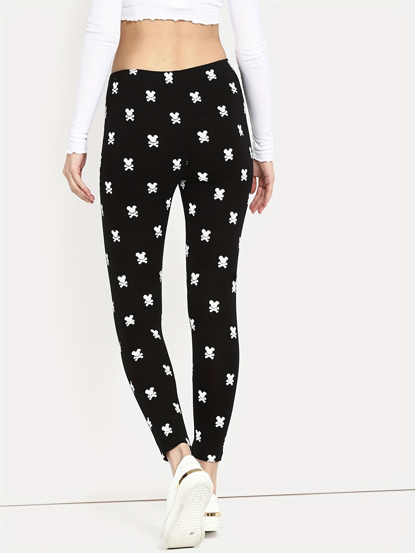 Graphic Print Skinny Leggings Casual Elastic Waist Stretchy Leggings