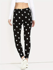 Graphic Print Skinny Leggings Casual Elastic Waist Stretchy Leggings