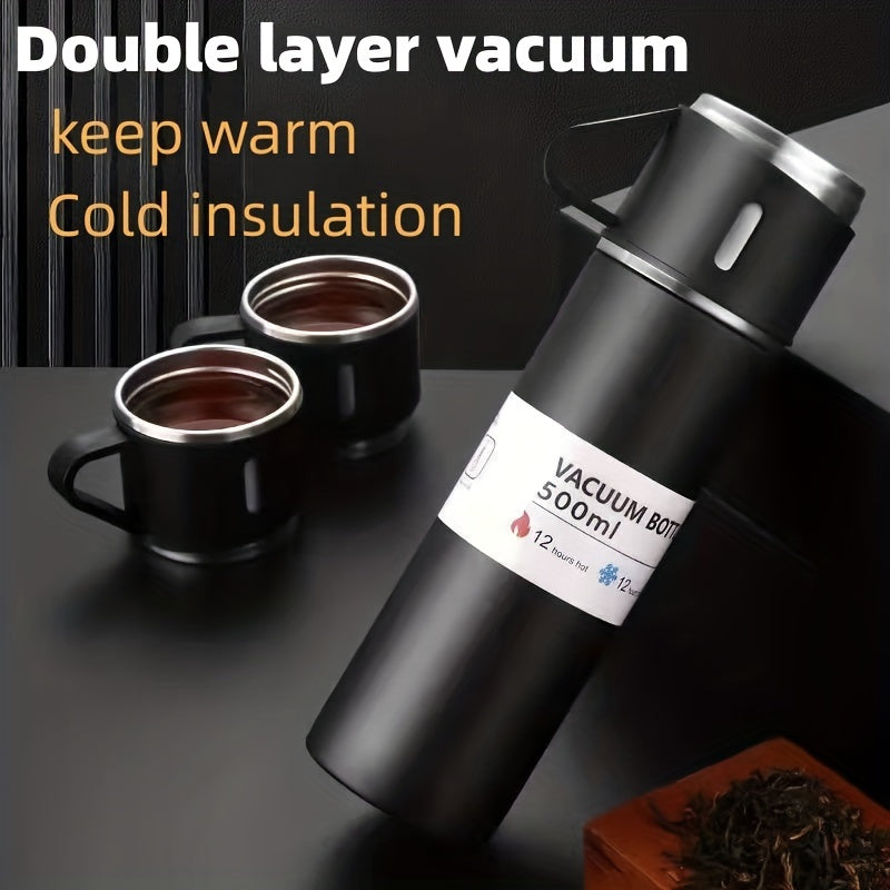 Stainless Steel Thermal Cup Set Double Layer Leakproof Water Bottle