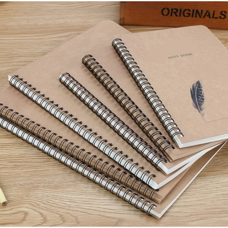 3pcs Retro Cowhide Coil Book A6 A5 B5 Notebook Notepad Plastic Binding