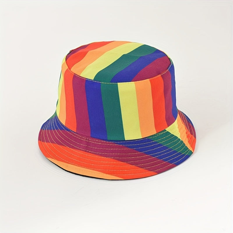 Rainbow Printing Sunshade Bucket Hat for Men Women