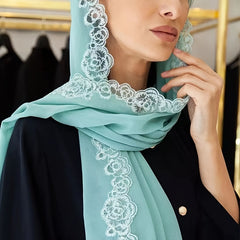 Plain Bubble Chiffon Hijab Scarf For Women Pearls Eid Turban