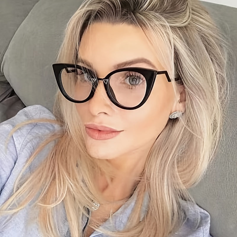 Cat Eye Light Blocking Eyestrain Clear Glasses For Women