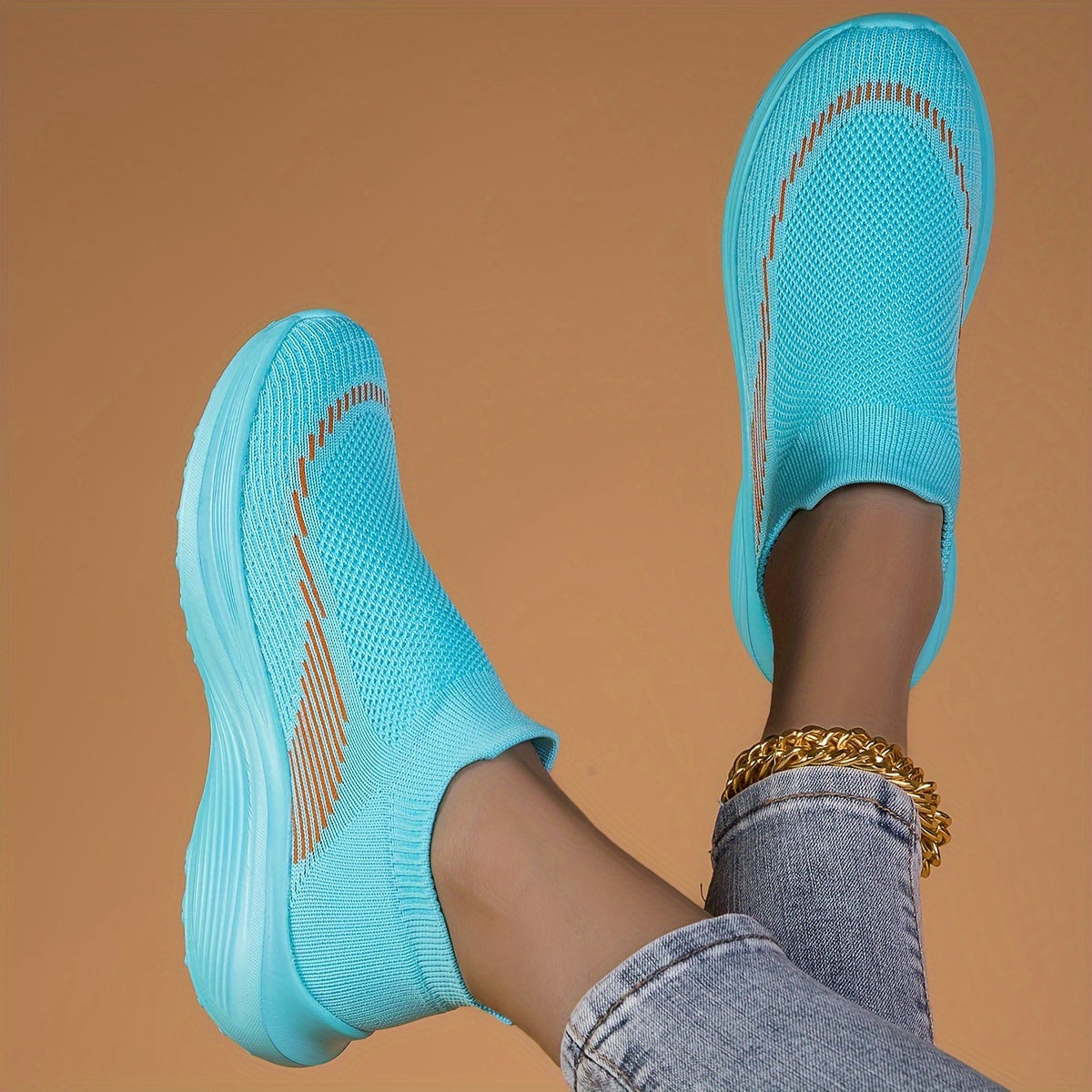 Women's Lightweight Slip-on Walking Shoes Breathable Platform Sports Sneakers