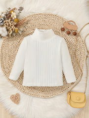 Baby Girls Ribbed Knit Sweater High Stretch Stand Collar All-match Clothes