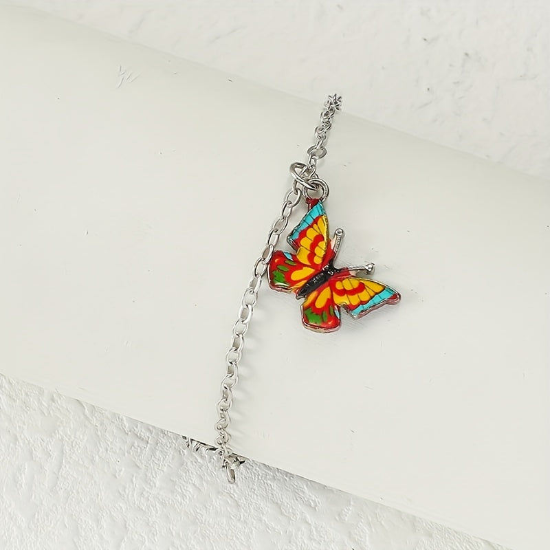 Colorful Butterfly Pendant Chain Anklet Boho Style Adjustable Women Dating Gift