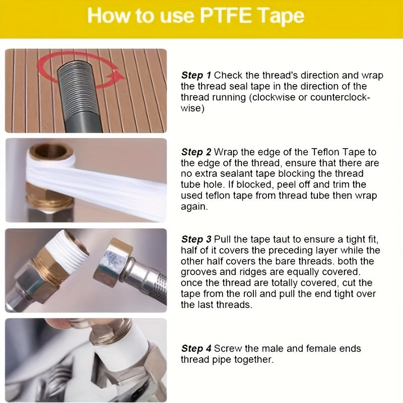 12pcs PTFE Tape Water Pipe Tape Waterproof Sealing Tape