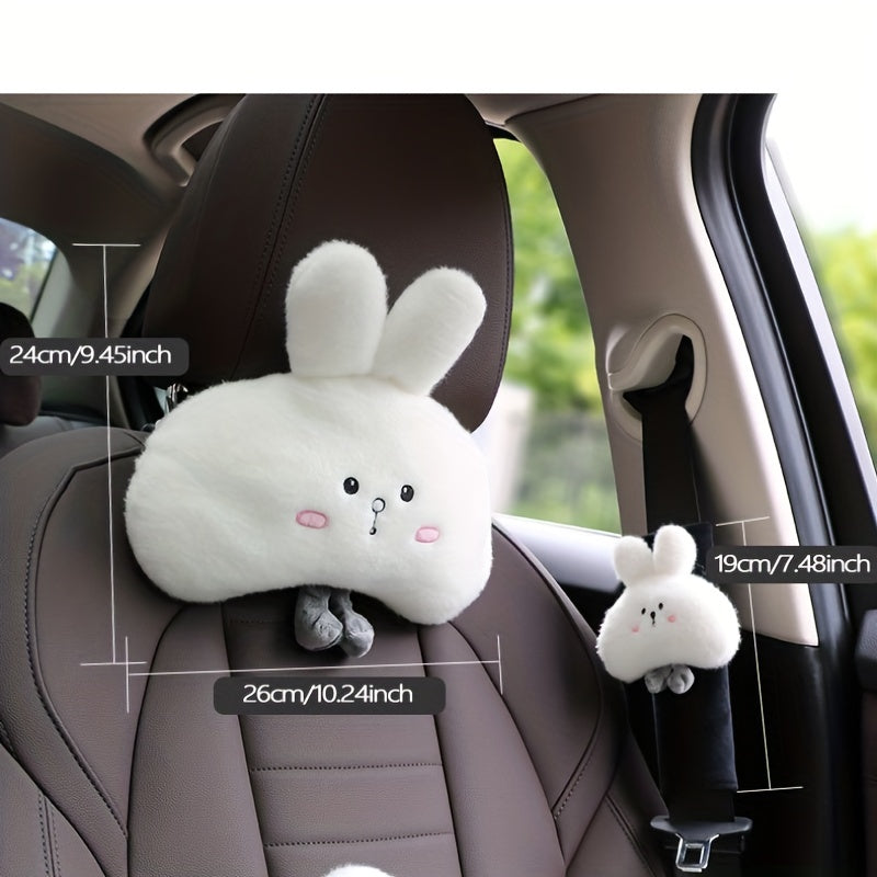 Car Cartoon Rabbit Headrest Plush Neck Pillow