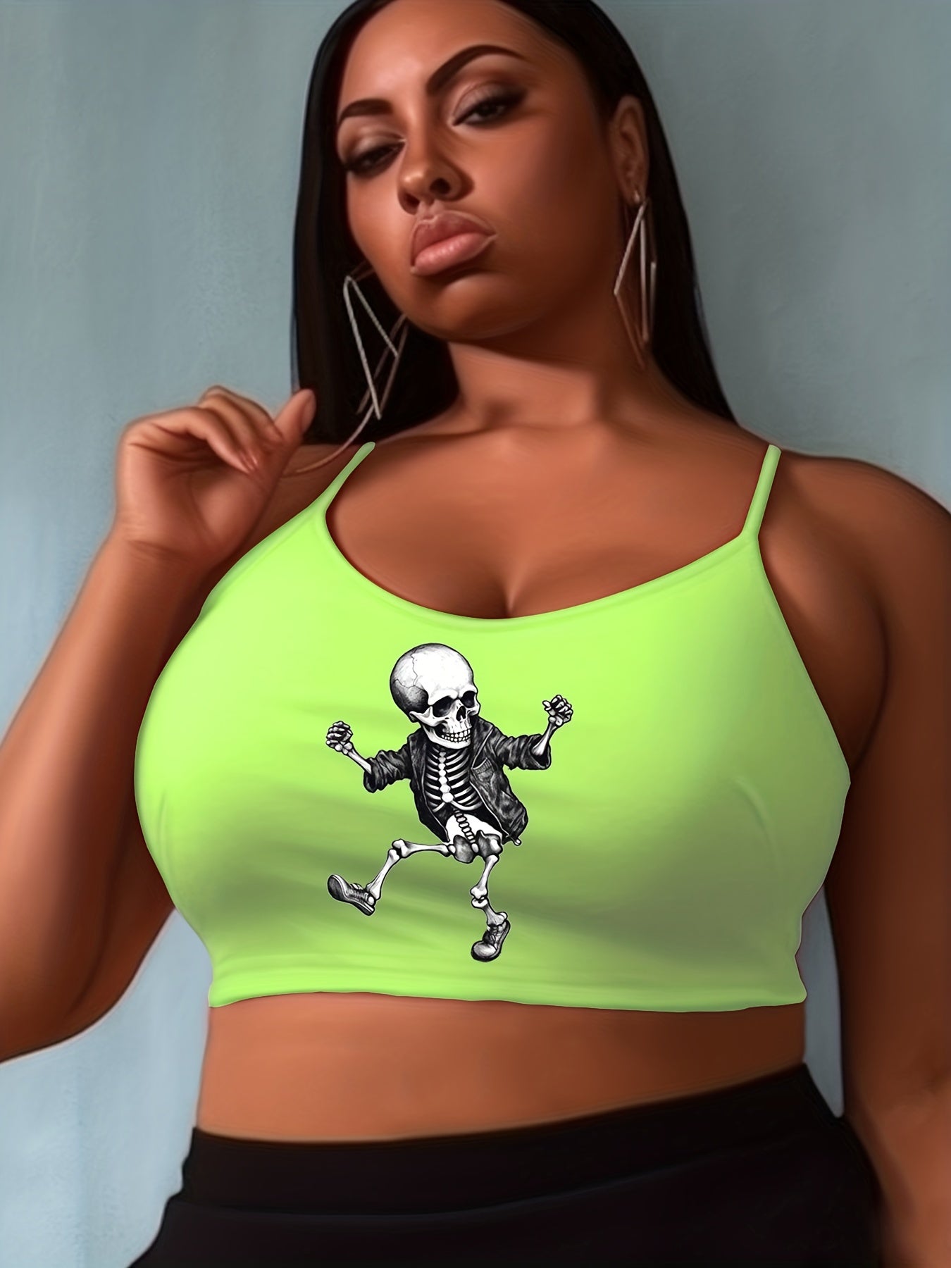  Halloween Skull Print Cami Top Women's