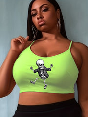  Halloween Skull Print Cami Top Women's