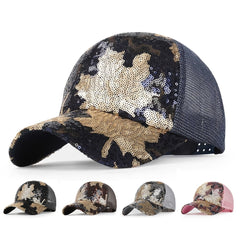 Mesh Breathable Baseball Cap Sequins Decor MapleTrendy Sun Hat