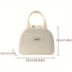 Large Capacity Insulated Lunch Bag, Beige, Portable & Stylish, Durable Tin Mater