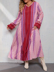  Ethnic Abaya Dress V Neck Maxi Jalabiya Dress