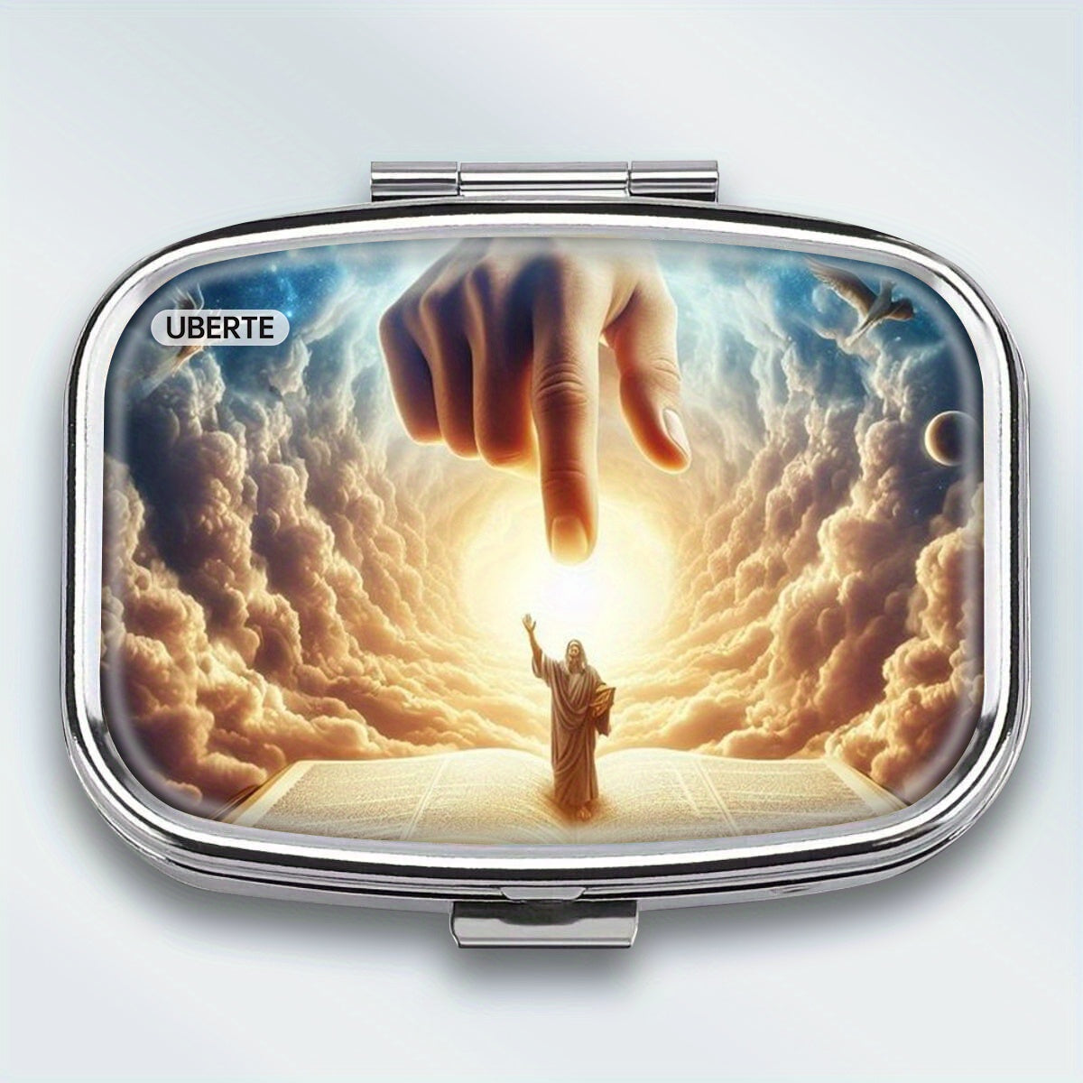 Devout Worship Metal Medicine Box 2 Compartment Square Mini Portable Travel Pock