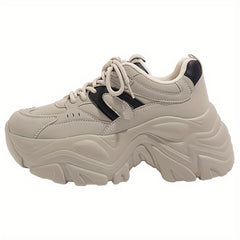 HUANQIU Lace-up Non-slip Platform Chunky Sneakers - Comfy Dad Shoes