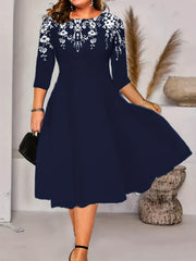  Floral Print Half Sleeve Casual Dress