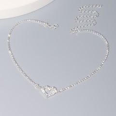 Heart Shape Rhinestones Jewelry Set Choker Bracelet Earrings