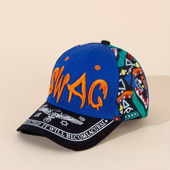 Letter Embroidery Print Graffiti Sunshade Baseball Cap