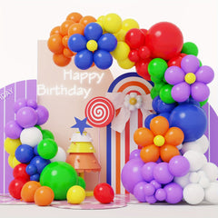 129pcs Rainbow Balloon Arch Kit for Birthday House Themed Decor