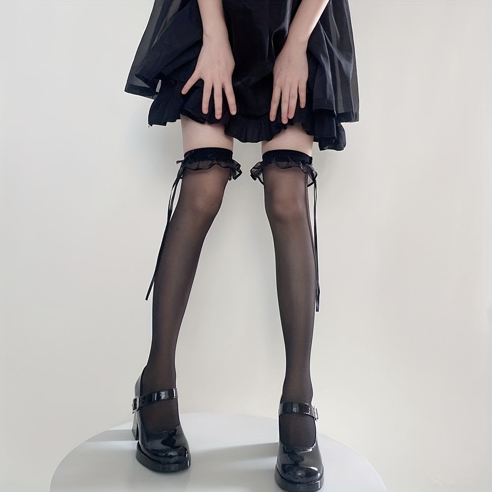 Ruffle Thigh High Stockings Over The Knee Socks Women's Stockings