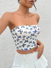 Graphic Print Tube Top Off Shoulder Sleeveless Women's Clothing