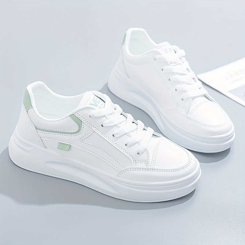 Women Round Toe Flat Sneakers Lace Up Low Top Board Shoes