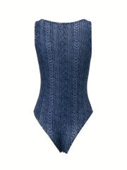 Cut Out Tank Bodysuit Allover Print Casual One Piece Bodysuit