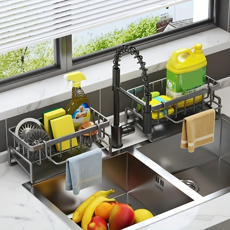 Faucet Sponge Holder Sink Box Organizer Hanging Rack for Drying Soap Sponge