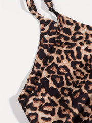  Leopard Print V Neck Harem Jumpsuit