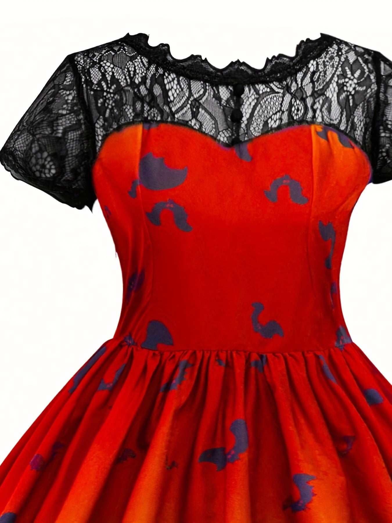 Girl's Halloween Lace Sleeve A Line Dress Costume