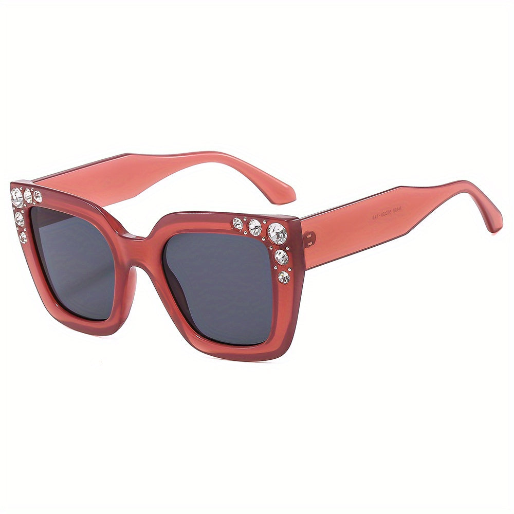 Men's Large Frame Diamond Studded Square Sunglasses Stylish Cat Eye Design