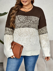  Colorblock Crew Neck Sweater Long Sleeve Pullover Jumper
