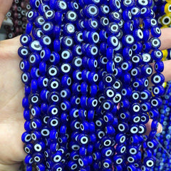 48pcs 8mm Evil Eye Glass Beads for Jewelry Making DIY Charms Materials