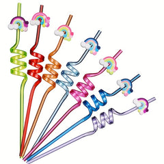 4pcs Rainbow Straws For Party Favors Baby Shower Drinking Straws