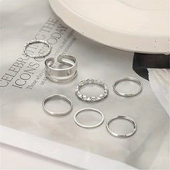 Dark Style Chain Shape Wide & Thin Ring Stackable Jewelry